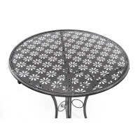 Tischgruppe Gartentischset - 1 Tisch rund 2 Klappstühle Metall - Grau