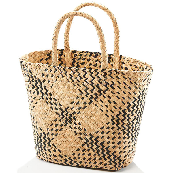 Korbtasche Einkaufstasche Flechttasche aus Seegras zweifarbig mit Henkeln