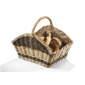 Firewood basket made of rattan two -tone with removable jut stuff