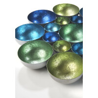 Kerzenhalter BUBBLE aus Metall in Blau- und Grüntönen