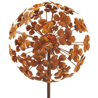 Gartenstecker 2er Set Dekostecker rusty flower ball H 110 cm