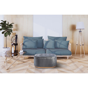 Sitzbank mit Aufbewahrung Samtoptik Textil – hell grau goldfarben