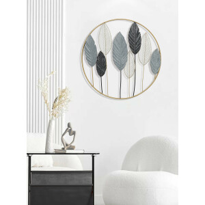 Metal wall picture - white gold gray