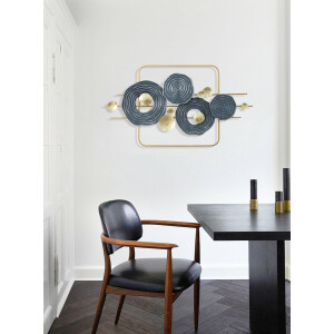 Wandbild CIRCOLO aus Metall - gold grau