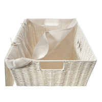 Wäschebehälter Wäschesammler aus Kunststoff - weiß - mit Textileinsatz