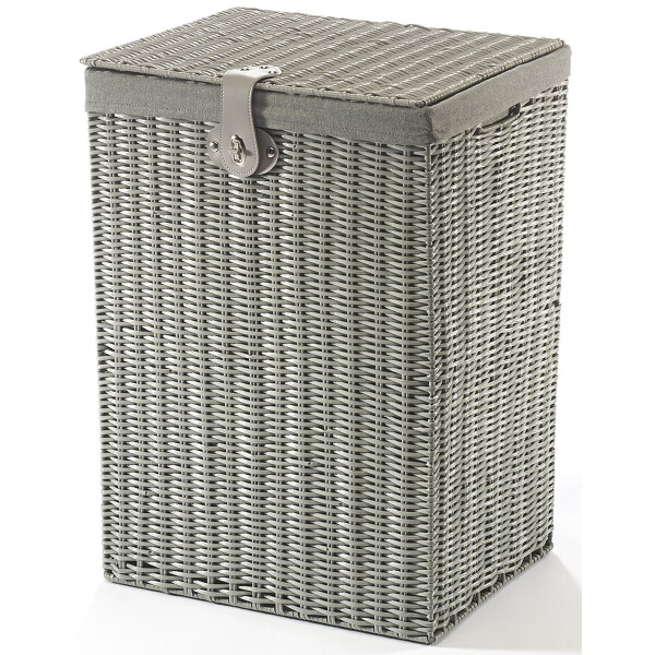 Laundry container clothes collector made of plastic - gray - with textile insert
