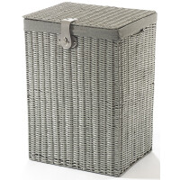 Laundry container clothes collector made of plastic - gray - with textile insert