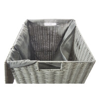 Wäschebehälter Wäschesammler aus Kunststoff - grau - mit Textileinsatz