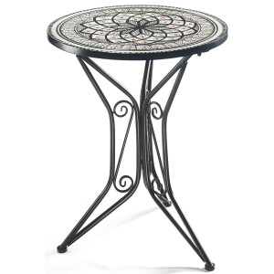Garden table Mediterranean with plate in mosaic look gray...