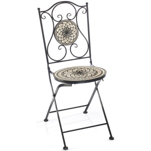 Garden chair folding chair metal chair decoration chair - mosaic look - white -gray - H 90 cm