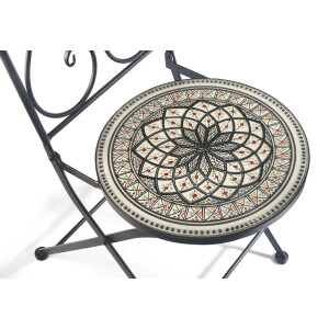 Garden chair folding chair metal chair decoration chair - mosaic look - white -gray - H 90 cm