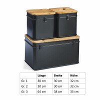 Metal chests in the three set in black with wooden lids - B -goods
