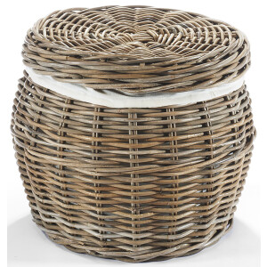 Storage basket made of rattan Kubu Gray with insert and lid