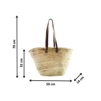 Ibizatasche aus Palmblatt mit Echt-Lederhenkeln