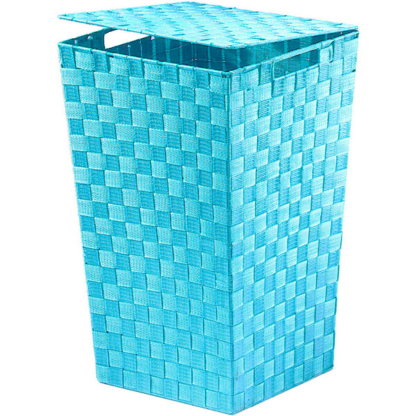 Wäschebehälter quadratisch hellblau aus Nylon mit Metallrahmen