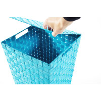 Wäschebehälter quadratisch hellblau aus Nylon mit Metallrahmen