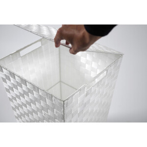 Wäschebehälter quadratisch weiß aus Nylon mit Metallrahmen