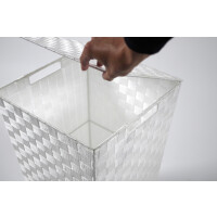 Wäschebehälter quadratisch weiß aus Nylon mit Metallrahmen