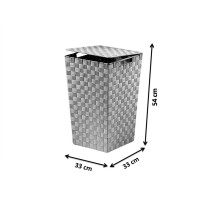 Wäschebehälter quadratisch grau aus Nylon mit Metallrahmen