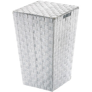 Wäschekorb Wäschebehälter weiß - Nylon - grau - 33x33x54 cm