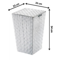 Wäschekorb Wäschebehälter weiß - Nylon - grau - 33x33x54 cm