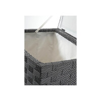 Wäschebehälter black/white aus Nylongeflecht auf Holzrahmen