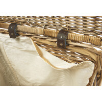 Wäschebehälter halbrund Kubu grau mit Deckel und Textilfutter