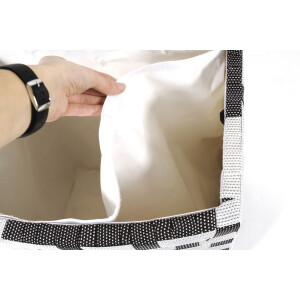 Wäschebehälter Wäschesammler - Nylon - schwarz-weiß - 44x32x52cm