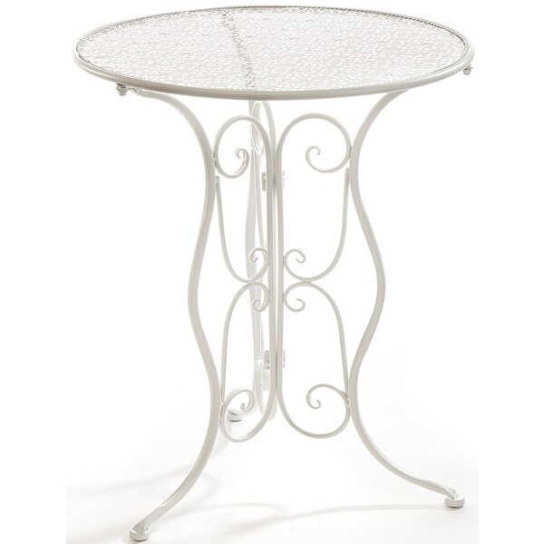 Tisch rund aus Metall in der Farbe weiß