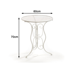 Tisch rund aus Metall in der Farbe weiß