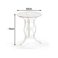 Tischgruppe 1 Tisch 2 Stühle aus Metall in der Farbe weiß
