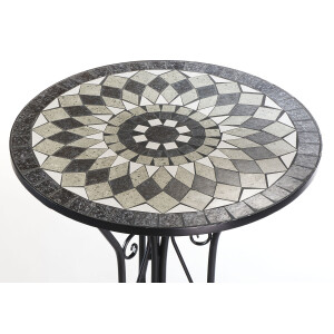 Gartentisch Metalltisch mit Mosaikplatte - H70 cm x D60 cm - grau