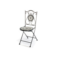 Sitzgruppe Gartenmöbel  MOSAIK - 1 Tisch - 2 Stühle - Metall -  Mosaik grau