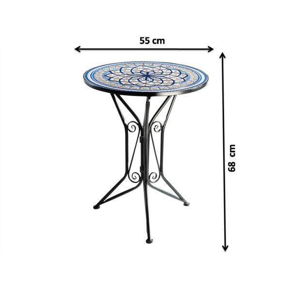 Gartentisch 85,00 cm Mosaikoptik Platte 68 € - Mediterran Durchme, Höhe in mit