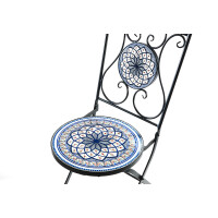Gartenstuhl Klappstuhl Metallstuhl Dekostuhl - Mosaikoptik - weiß-blau – H 92 cm