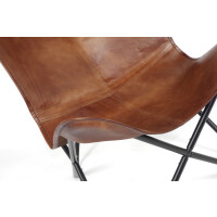 Butterfly Chair braun aus Leder und Metall klappbar