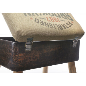 Case stool stool Suitcase upholstered stool linen synthetic leather nature brown