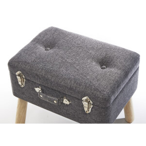 Case stool stool Suitcase upholstered stool made of textile in light gray