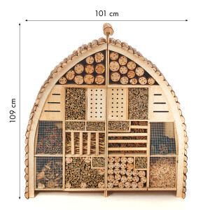 Insektenhotel LUXURY XXL in Bogenform aus Tannenholz - Zweigeteilt