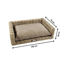 Dog basket Dogenofa Doggy from Rattan 102x72x30 cm with a matching pillow