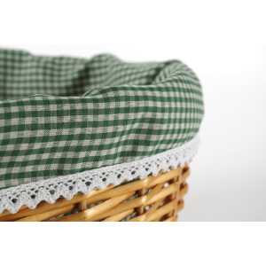 Einkaufskorb Weidenkorb  - Weide - Textil grün kariert - 45x34x20 cm