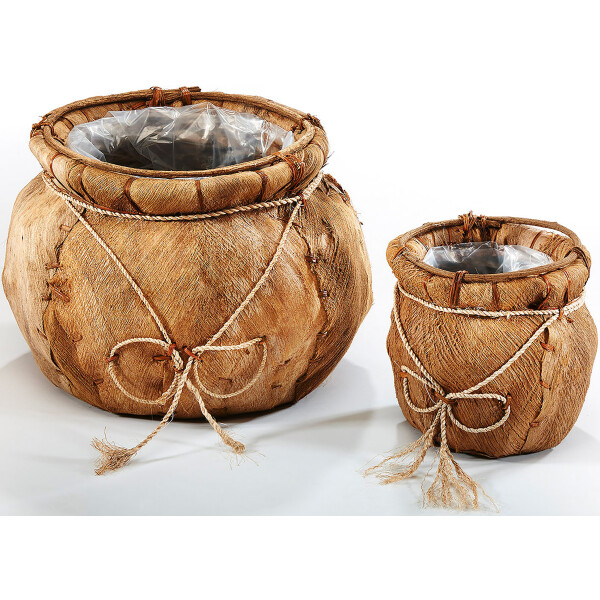 Suppet flowerpot planting bowl - coconut - brown - 25x22 cm / 30x41 cm - 2 Set