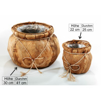Suppet flowerpot planting bowl - coconut - brown - 25x22 cm / 30x41 cm - 2 Set